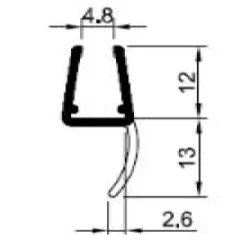 Duschprofil 330 13mm med topptätning