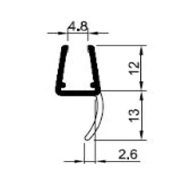 Duschprofil 330 13mm med topptätning