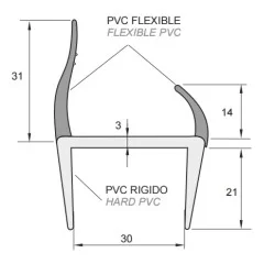 Co-Extruderad Container / Plattformsprofil - 30mm - PVC