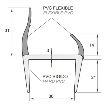 Co-Extruderad Container / Plattformsprofil - 30mm - PVC