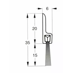 Borstlist i plast 35/15mm - 1 meter