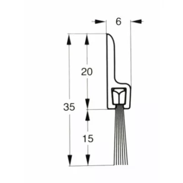 Borstlist i plast 35/15mm - 1 meter
