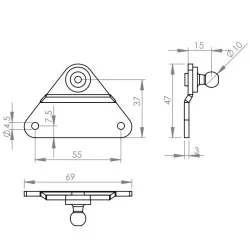 Boll fäste Ø10mm Stål