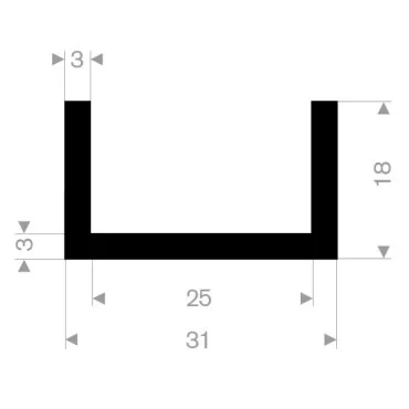 U-Profil 15mm Gummi