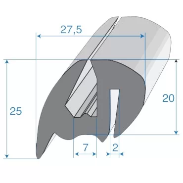 G6-7/P2mm S-Type Fönsterprofil
