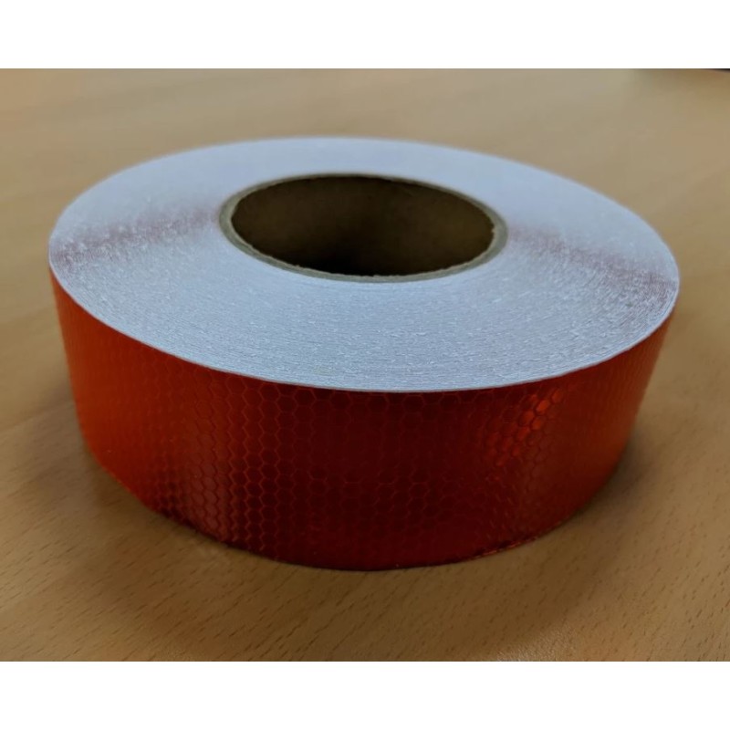 Reflextejp röd 50mm - HEXAGON mönster - Självhäftande