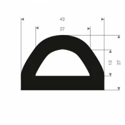 D-formad relingslist - 42x27mm EPDM