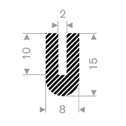 2mm U-Profil Svampgummi
