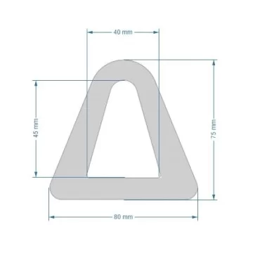 80x75mm D-formad relingslist