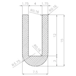 U-Profil 4mm afrundet Gummi