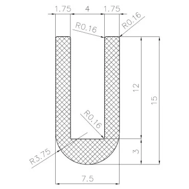 U-Profil 4mm afrundet Gummi